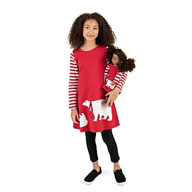 Leveret Girls and Doll Cotton Dress Bear. View a larger version of this product image.