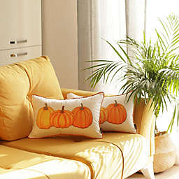 HomeRoots 2-Pack Thanksgiving Pumpkin Throw Pillow Cover in Multicolor - 12