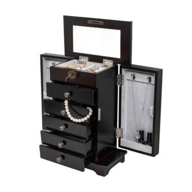 Stock Preferred 6-Drawers Brown Wooden Jewelry Cabinet Storage Organizer with Lock. View a larger version of this product image.