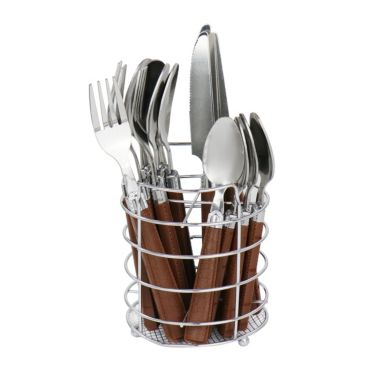 Gibson Everyday Buckstrap 16 Piece Flatware Set with Caddy in Cocoa Brown. View a larger version of this product image.