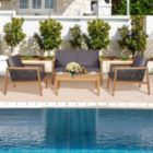 Alternate image 2 for Slickblue 4 Pieces Patio Rattan Furniture Set with Removable Cushions-Gray