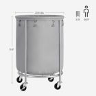 Alternate image 2 for SONGMICS Laundry Basket with Wheels, Rolling Laundry Hamper, Round Laundry Cart with Steel Frame and Removable Bag, 4 Casters and 2 Brakes, Gray and Silver