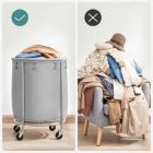 Alternate image 3 for SONGMICS Laundry Basket with Wheels, Rolling Laundry Hamper, Round Laundry Cart with Steel Frame and Removable Bag, 4 Casters and 2 Brakes, Gray and Silver