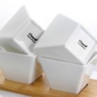 Alternate image 1 for Elama Signature Modern 5pc Appetizer and Condiment Server with 4  Serving Dishes and a Bamboo Serving Block