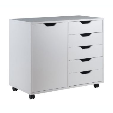 Winsome 30.71"W Halifax Wide Cabinet with 5 Gliding Drawers - White. View a larger version of this product image.