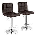 Alternate image 0 for Costway Set of 2 Square Swivel Adjustable PU Leather Bar Stools with Back and Footrest-Coffee