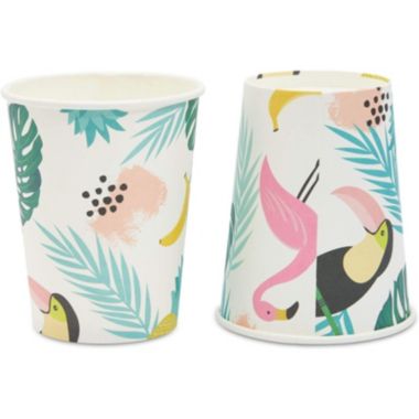 Blue Panda 144 Pieces Tropical Paper Plates, Napkins, Cups, Pink Cutlery for Hawaiian Luau Party Decorations (Serves 24). View a larger version of this product image.