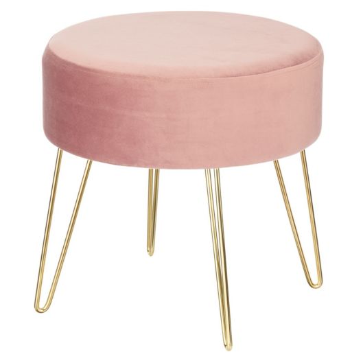 mDesign Round Footstool Ottoman Seat with Metal Hairpin Legs