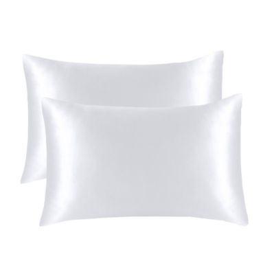 Lux Decor Collection 2 Pack Satin Silk Pillowcase for Hair and Skin, Standard Pillow Covers with Envelope Closure - White. View a larger version of this product image.
