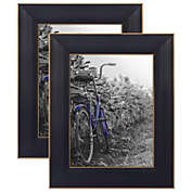 Americanflat 5x7 Rustic Picture Frame in Black with Gold Trim and Polished Glass - Horizontal and Vertical Formats for Wall and Tabletop - Pack of 2