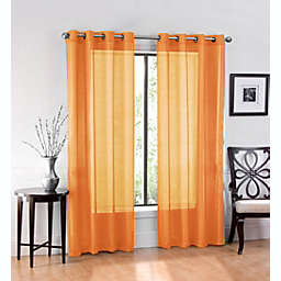 GoodGram Ultra Luxurious Elegant Sheer Grommet Curtain Panels - 54 in. W x 84 in. L, Orange