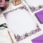 Alternate image 2 for Pipilo Press Purple Watercolor Floral Stationery Paper and Envelopes Set (8.5 x 11 In, 48 Pack)