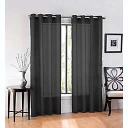 GoodGram Ultra Luxurious Elegant Sheer Grommet Curtain Panels - 54 in. W x 84 in. L, Black