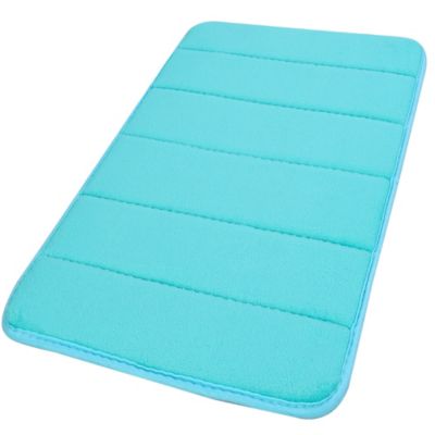 PiccoCasa Memory Foam Absorbent Bath Floor Mat Rug Shower Carpet 24"X16" Turquoise Blue