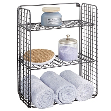 mDesign Decorative Metal Storage Organizer Shelf, 3 Levels - Wall Mount. View a larger version of this product image.