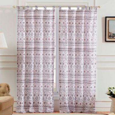 Greenland Home Fashions Barefoot Bungalow Denmark Simple Geometric Motifs Window Panel and Tie Back With 3" Rod Pocket - 4-Piece - 42X84", Ivory