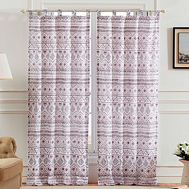 Greenland Home Fashions Barefoot Bungalow Denmark Simple Geometric Motifs Window Panel and Tie Back With 3" Rod Pocket - 4-Piece - 42X84", Ivory. View a larger version of this product image.