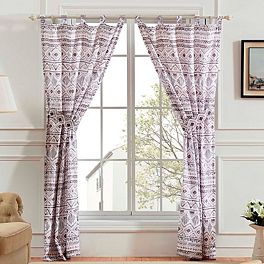 Greenland Home Fashions Barefoot Bungalow Denmark Simple Geometric Motifs Window Panel and Tie Back With 3" Rod Pocket - 4-Piece - 42X84", Ivory. View a larger version of this product image.