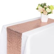 Stock Preferred 5-Pieces Glitter Sequin Table Runner in 12"x108" Rose Gold