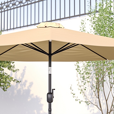 Emma + Oliver 9&#39; Tan Outdoor Patio Umbrella-Crank & Tilt Function - 1.5" Diameter Steel Pole. View a larger version of this product image.