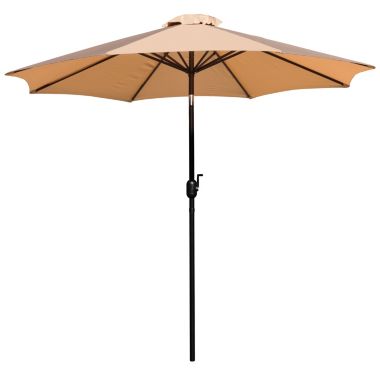 Emma + Oliver 9&#39; Tan Outdoor Patio Umbrella-Crank & Tilt Function - 1.5" Diameter Steel Pole. View a larger version of this product image.