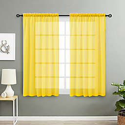 Kate Aurora Living 2 Pack Basic Home Rod Pocket Sheer Voile Window Curtains - 52in. W x 63in. L, Yellow