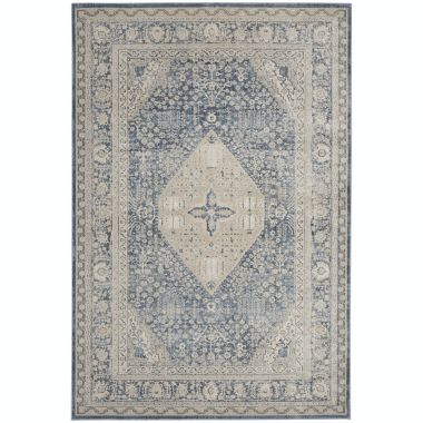 Kathy Ireland Malta Multi Bordered Traditional Indoor Area Rug Blue 3'11" x 5'7". View a larger version of this product image.
