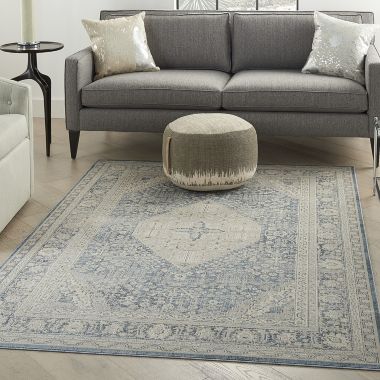 Kathy Ireland Malta Multi Bordered Traditional Indoor Area Rug Blue 3'11" x 5'7". View a larger version of this product image.