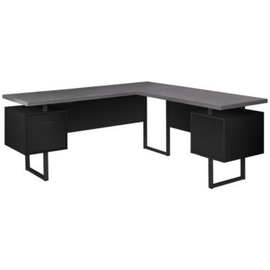 Contemporary Home Living 71" Black and Gray Contemporary L-Shaped Computer Desk. View a larger version of this product image.