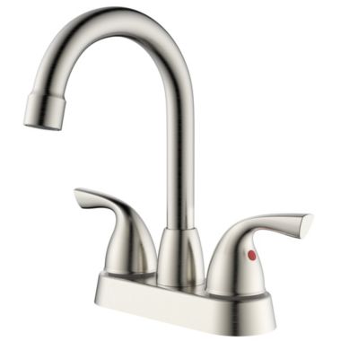 Vanity Krafters Bianca Surface Mounted 2 Handles Bathroom Faucet with Drain Kit Included in Brushed Nickel. View a larger version of this product image.