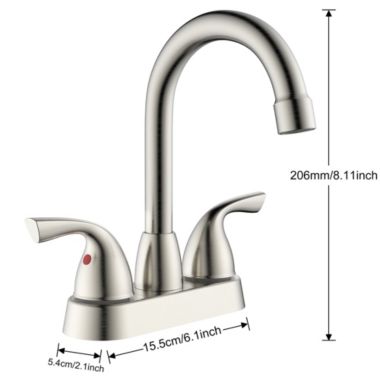 Vanity Krafters Bianca Surface Mounted 2 Handles Bathroom Faucet with Drain Kit Included in Brushed Nickel. View a larger version of this product image.