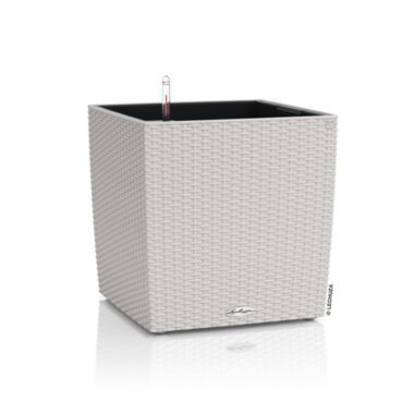 Lechuza USA 16" Gray All In One Cube Wicker Planter. View a larger version of this product image.