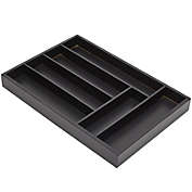 Juvale Bamboo Silverware Drawer Organizer Tray for Kitchen (Black, 17 x 12 In)