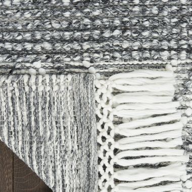 Nicole Curtis Series 3 Textured Diamond Indoor Rug Grey/Ivory 4' x 6'. View a larger version of this product image.