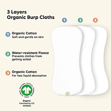 KeaBabies 5pk Organic Baby Burp Cloths, Ultra Absorbent Burp Clothes, Burping Cloth for Babies (Soft White). View a larger version of this product image.