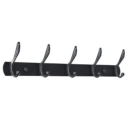 Unique Bargains Home Coat Rack Wall Mounted, Stainless Steel, Metal Coat Hook Rail for Coat Hat Towel Purse Robes Mudroom Bathroom Entryway 5 Hooks