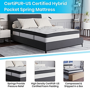 Emma and Oliver 12 Inch CertiPUR-US Certified Hybrid Pocket Spring Mattress, Full Mattress in a Box - Premium Mattress. View a larger version of this product image.