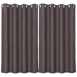 Unique Bargains Classic Window Curtain Panel Rod Pocket Solid Grommet Blackout Curtains Room Darkening Thermal Insulated Curtain Drape for Living Room Kitchen Curtains, 2 Panels 52 x 63 Inch Brown