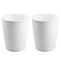 mDesign Modern Plastic Round Small Trash Can Wastebasket, 2 Pack