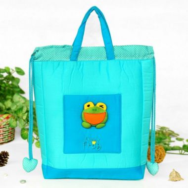 Blancho Bedding [Frog Prince] Embroidered Applique Kids HangBag / Drawstring Bag / Bucket Bag (9.8*11*3). View a larger version of this product image.