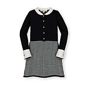 Hope & Henry Girls&#39; Button Front Sweater Dress with Collar (Black Houndstooth, 6-12 Months)