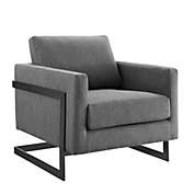 Modway Furniture Posse Upholstered Fabric Accent Chair, Black Charcoal