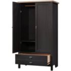 Alternate image 3 for Slickblue FarmHouse Black Oak Drawer and Garment Rod Wardrobe Armoire