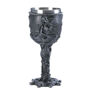Dragon Crest Stone-Look Old World Goblet with Nautical Mermaid Design. View a larger version of this product image.