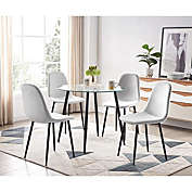 EiweLive 5 Pieces Modern Table Set 4 Velvet Chairs