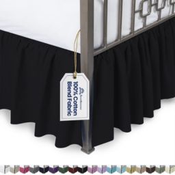 SHOPBEDDING Ruffled Bed Skirt with Split Corners - Twin, Black, 21 Inch Drop Cotton Blend Bedskirt (Available in 14 Colors) - Blissford Dust Ruffle.