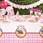 Alternate image 1 for Blue Panda Pink Horse Party Decorations, Paper Plates, Napkins, Cups, Cutlery and, Balloons, Tablecloths (Serves 24, 231 Pieces)