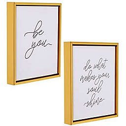 Juvale Motivational Canvas Wall Art with Gold Frame (7.9 x 10 In, 2 Pack)