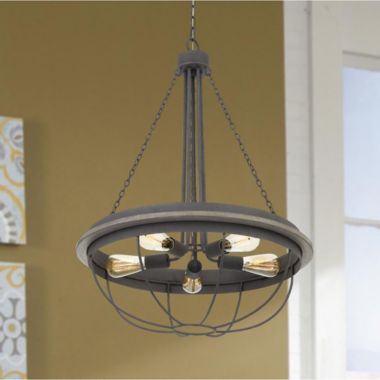 Cal Lighting 60W X 5 Nixa Metal Chandelier (Edison Bulbs Not Included), Dove Grey. View a larger version of this product image.