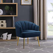 Infinity Merch Velvet Barrel Chair Accent Armchair Living Room Bedroom in Blue